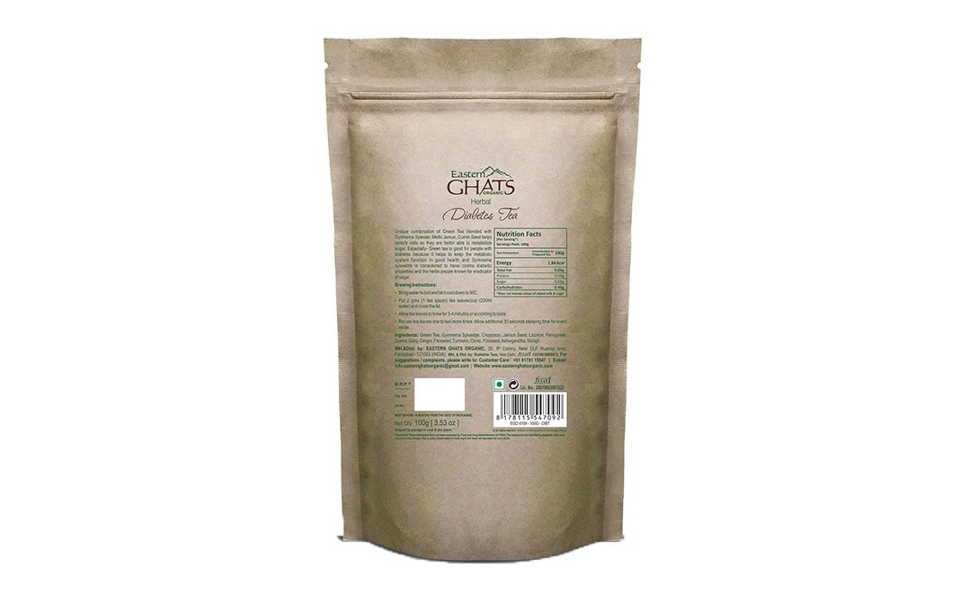 Eastern Ghats Organic Hebal Diabetes Tea    Pack  100 grams